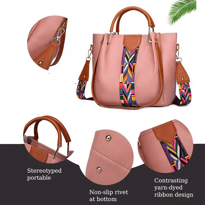 Luxury Handbag Large Capacity Tote Bag 4 Pcs Women's Bag Fashion Shoulder Bag Wallet Card Case image 4