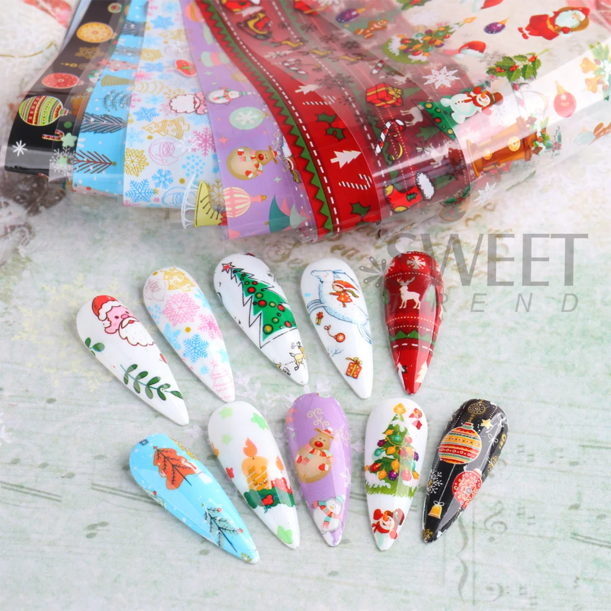 20 قطعة عطلة الشتاء مسمار الفن المتزلجون عيد الميلاد الثلج ثلج سانتا تصميم نقل رقائق الاحتفال مانيكير الشارات