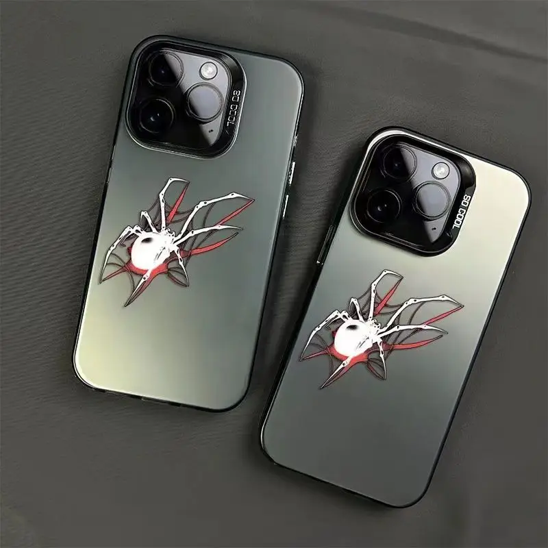 Coque de téléphone Black Spider Cartoon DstressVerde, coque laser 256, coque pour iPhone 16 15 14 13 12 11 Pro Max Poly XS MAX 7 8 PLUS MINI Y2K