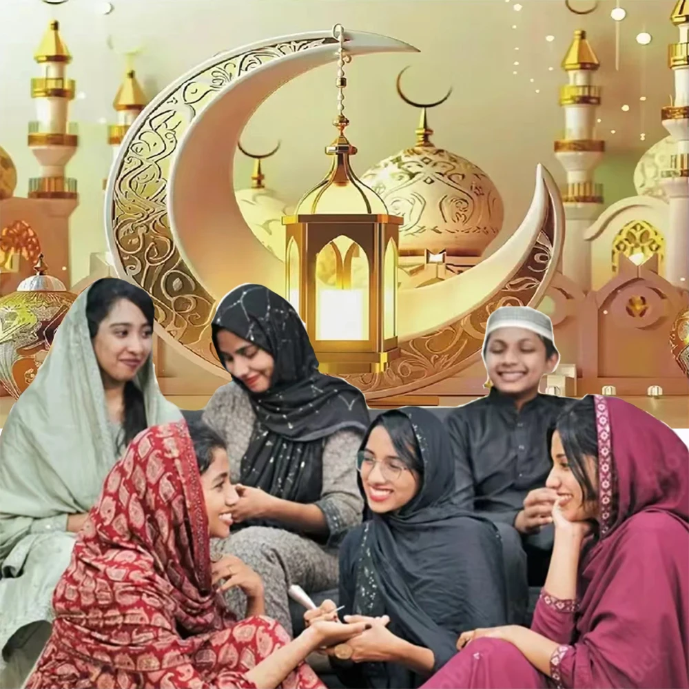 Happy EID Al Adha Ramadan Festivals Mosque Moon Lantern Islamic Mubarak Believers Portrait Photography Backdrop Photo Props