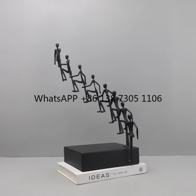 

Modern simple abstract cast iron step by step figure sculpture ornament living room entrance study soft decoration