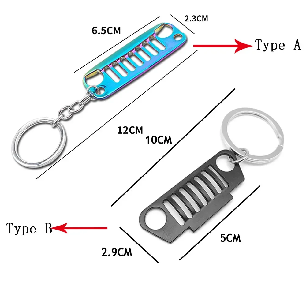 JDM Stainless Steel Car Front Grill Design Car Key Chain Grill Keychain Key Ring for Jeep Wrangler JL Accessories Enthusiasts