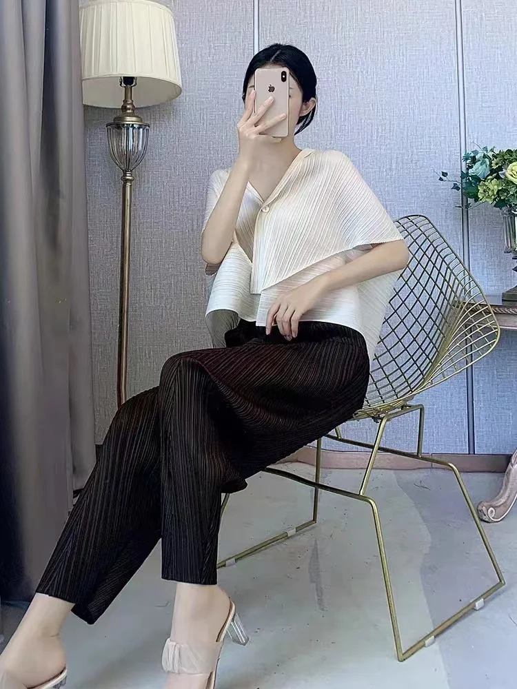 Miyaki Small Cardigan, Niche Design, Loose Top, Thin T-shirt with Sunscreen, Small Cape, Short Pleated Jacket, Summer