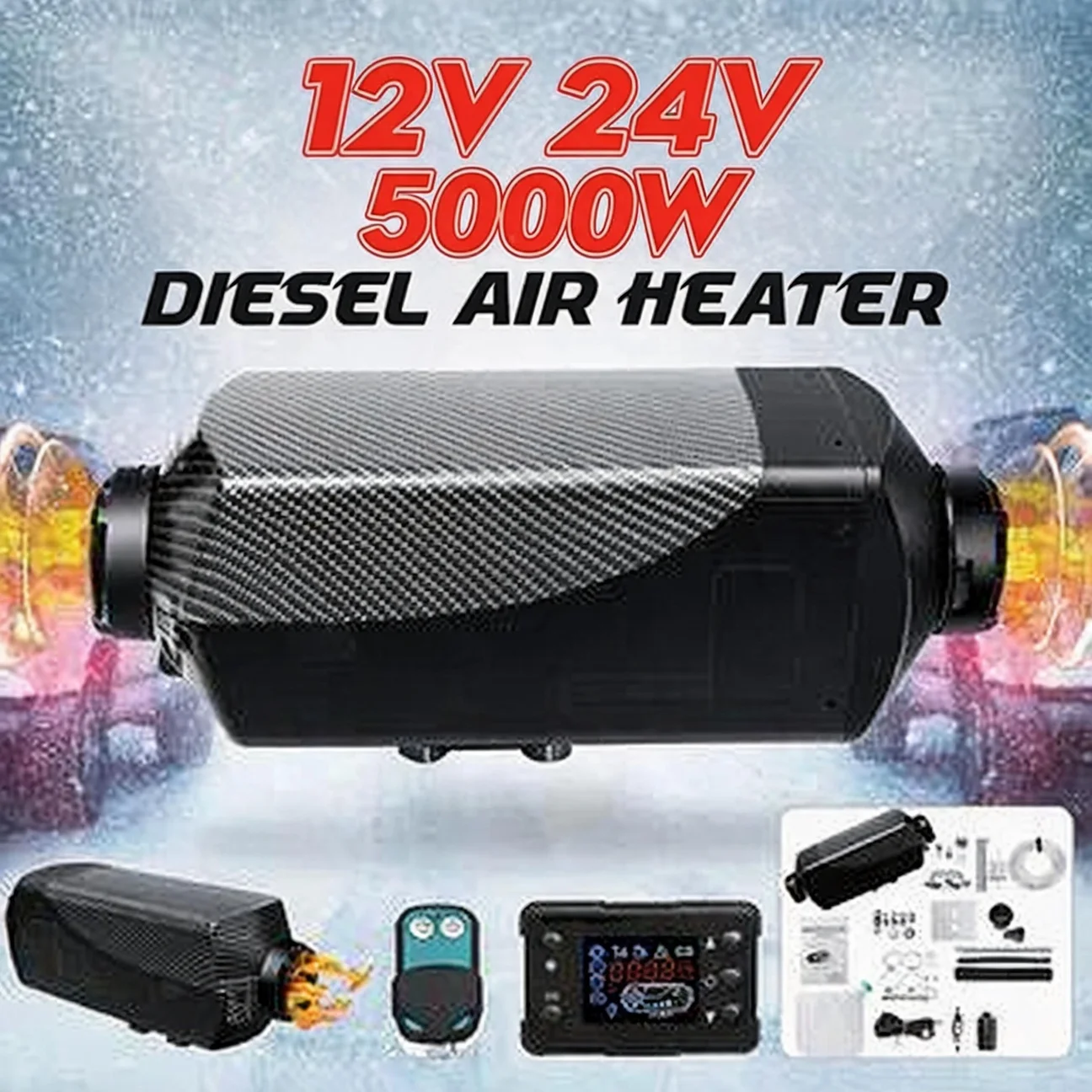 12V/24V 5000W Car Air Heater Ignition Copper Heater Integrated Auxiliary Diesel Heater Auto Parking Fuel Heater for Websato