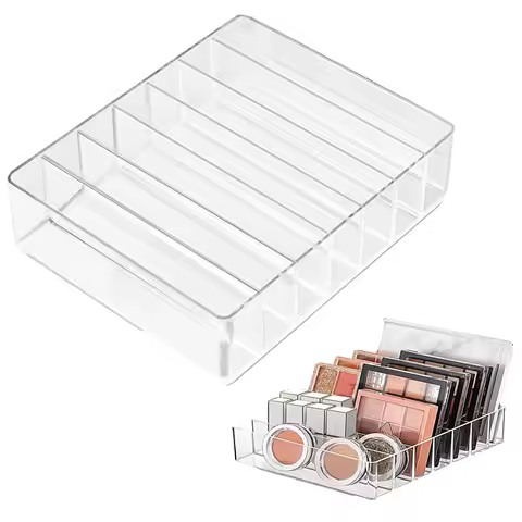 7 Grid Makeup Tools Storage Box Acrylic Makeup Palette Organizer 7 Section Divided Lipstick Eyeshadow Palette Storage Organizer