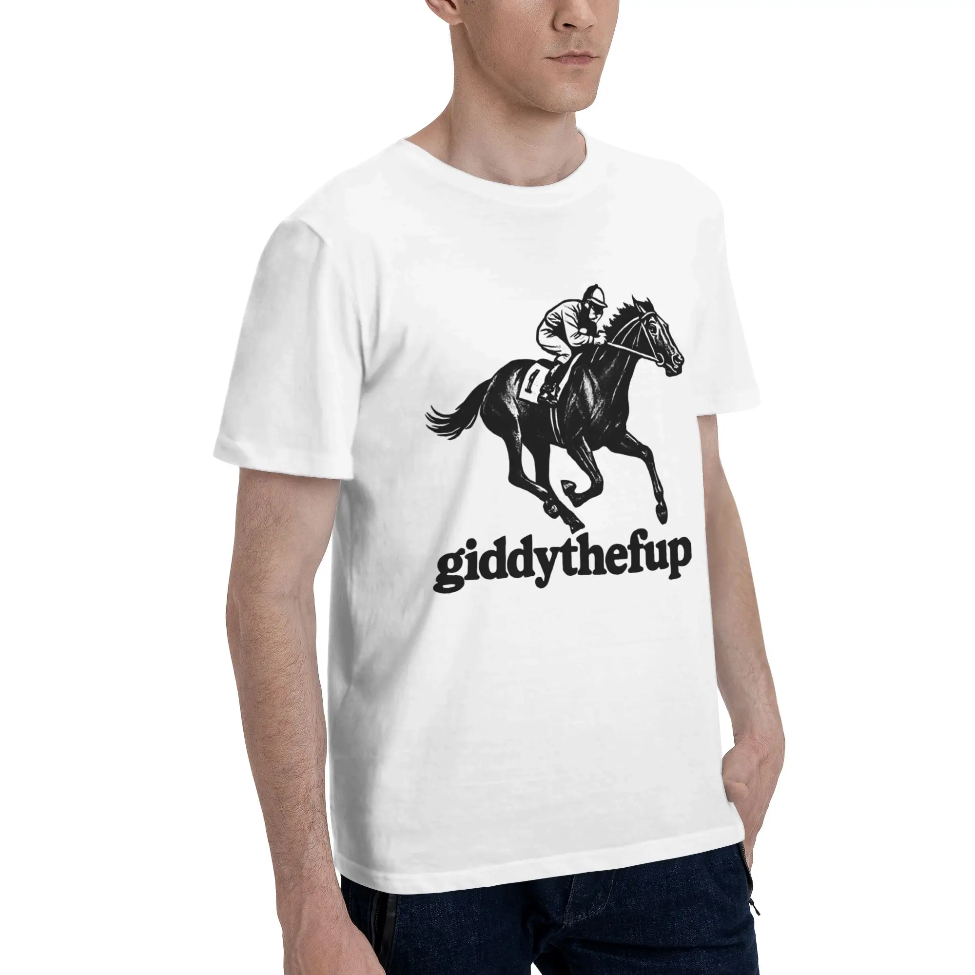 Derby Day Giddy Up Funny Derby Gear  Men T Shirt race horse giddy the f up Unique Tees Short Sleeve Crew Neck T-Shirt