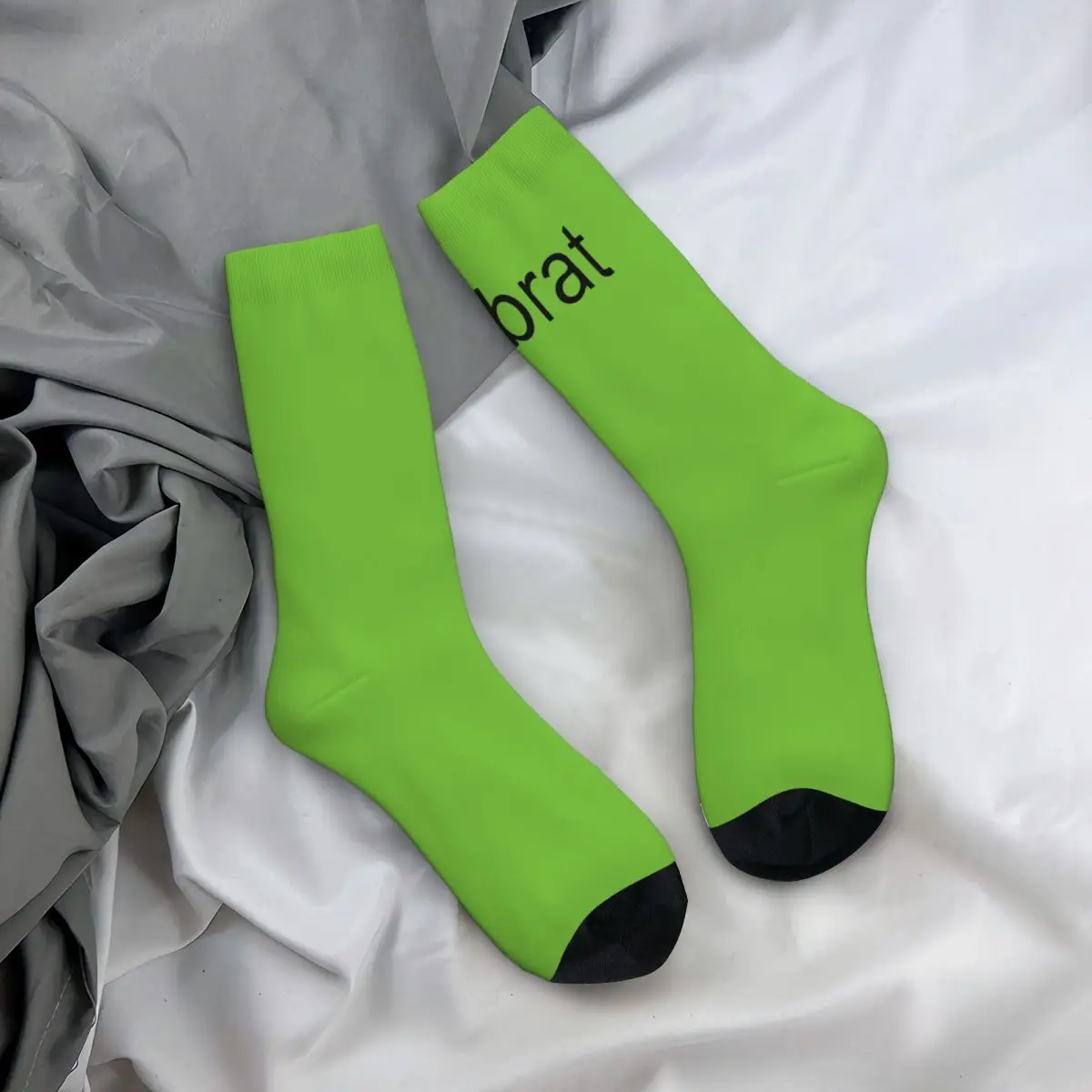 Harajuku Charli XCX Brat Album Basketball Socks Polyester Crew Socks for Women Men Non-slip