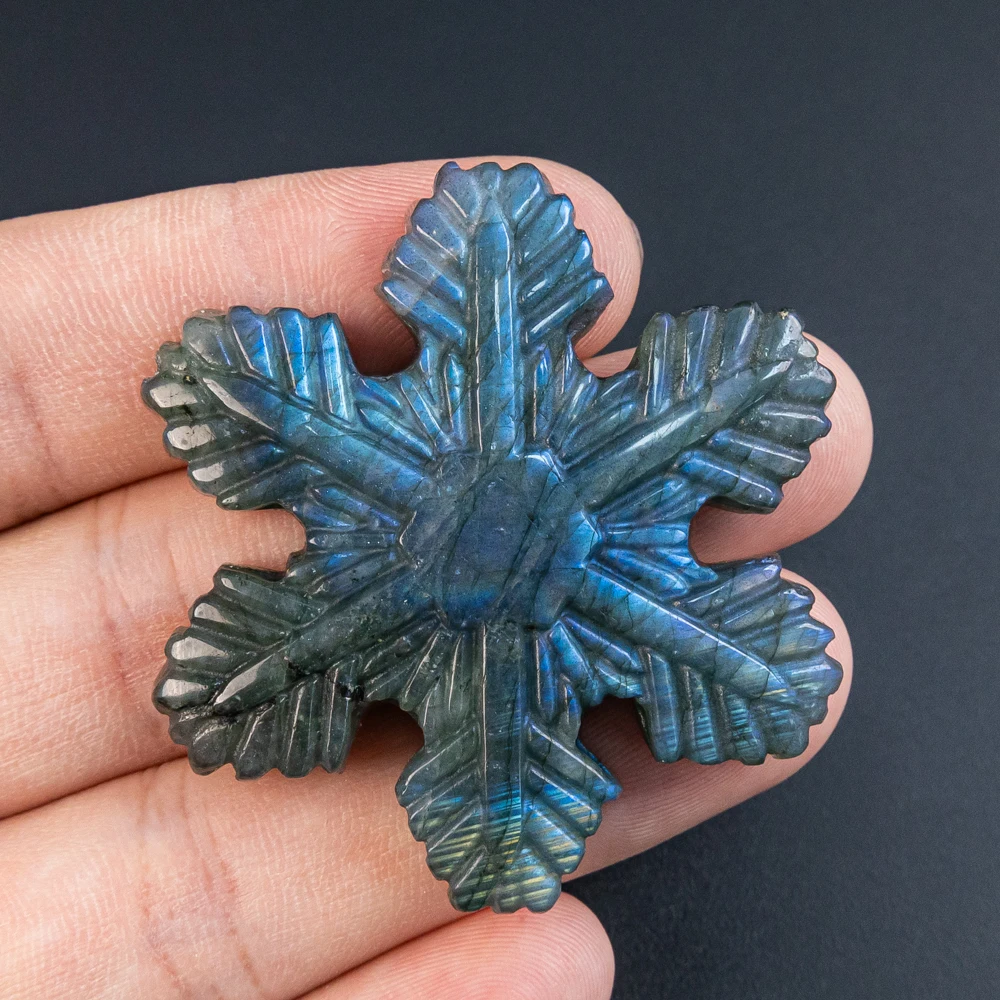 1Pcs Labradorite Pendant Necklace Blue Flash 50X46X9MM Snowflake Shape Crystal Jewelry for Jewelry Making DIY Accessories