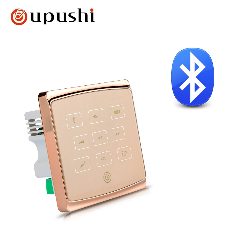 Oupushi bluetooth amplifier smart home audio mini in wall amplifier 86 type support FM bluetooth USB TF MP3 sound system speaker