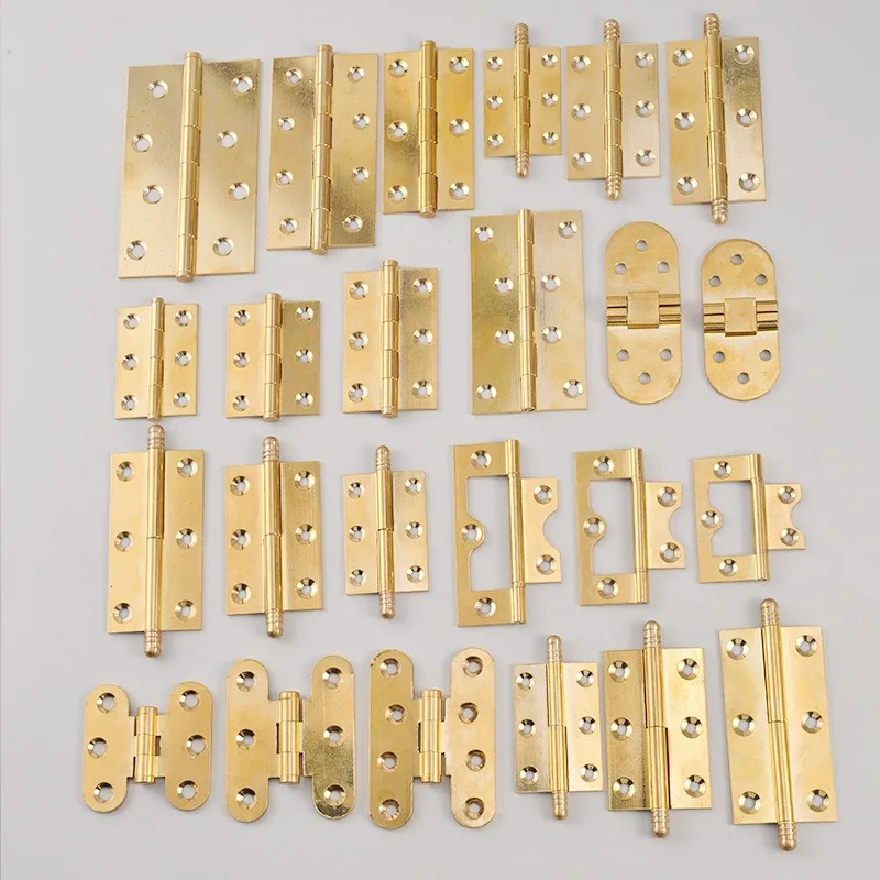 Brass Hinges Full Collection Golden Small Copper Hinges for Wardrobe Doors Folding Antique Flat Open Hardware