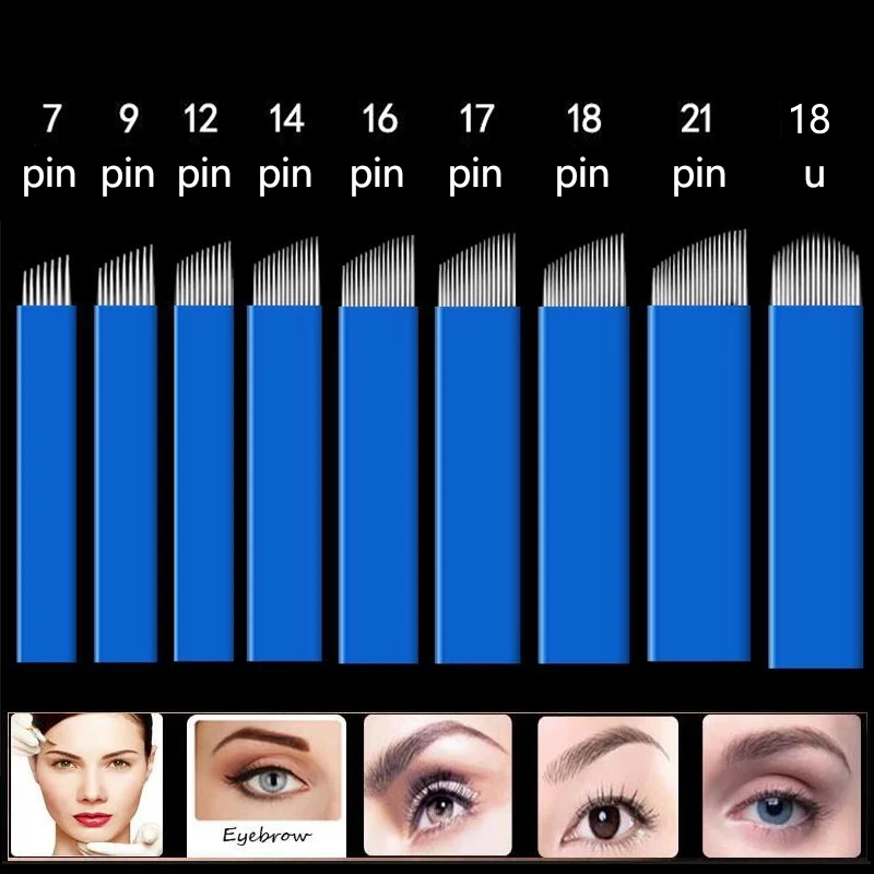 50 قطعة Laminas Agulhas Tebori 0.15 مللي متر Microblading الإبر تجميل دائم الحاجب الوشم الإبر ل Microblading Lamina شفرة