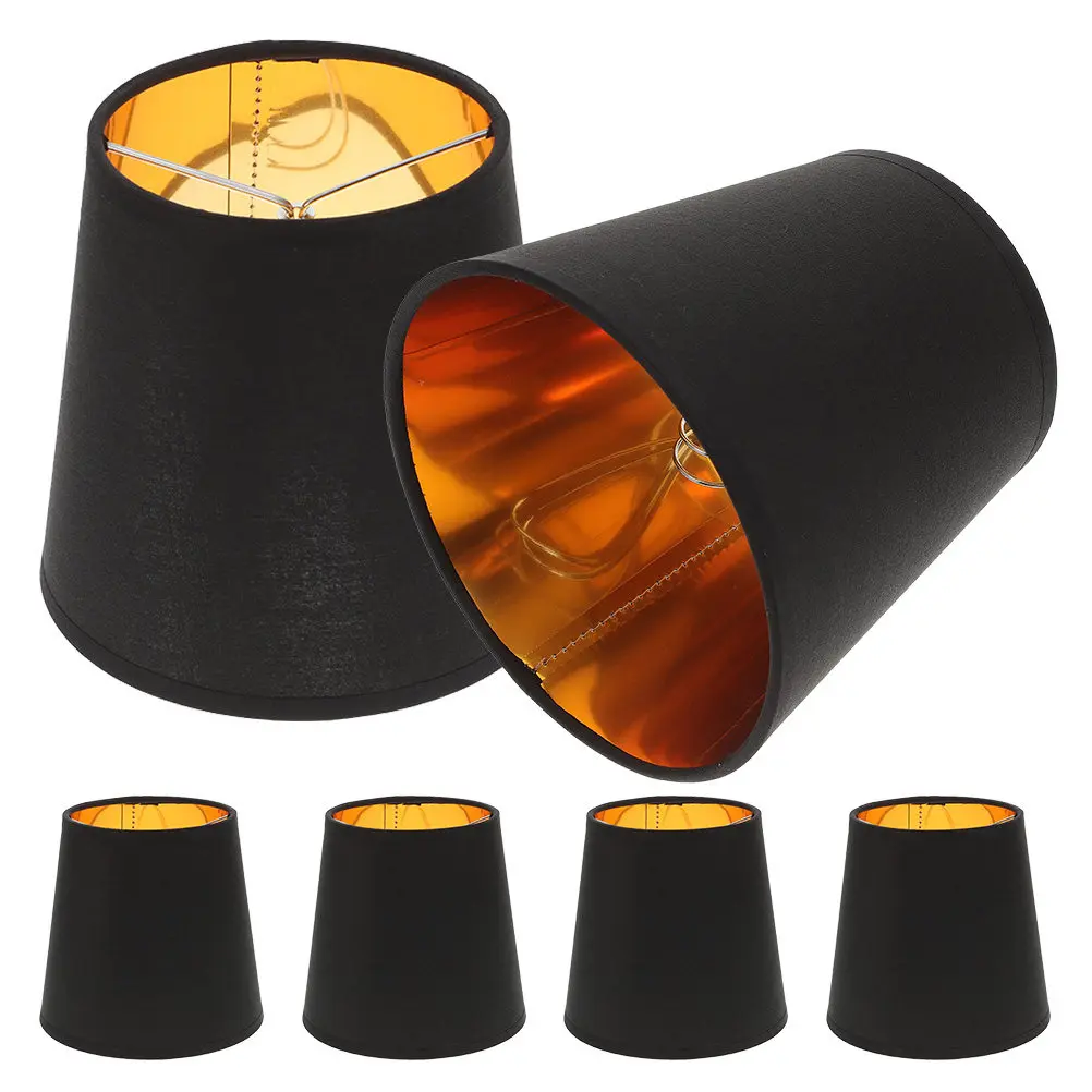 6Pcs Modern Minimalist Black Metal Lamp Shades Black Exterior Gold Interior Compatible E14 Screw Base Table Lamp Cover Living