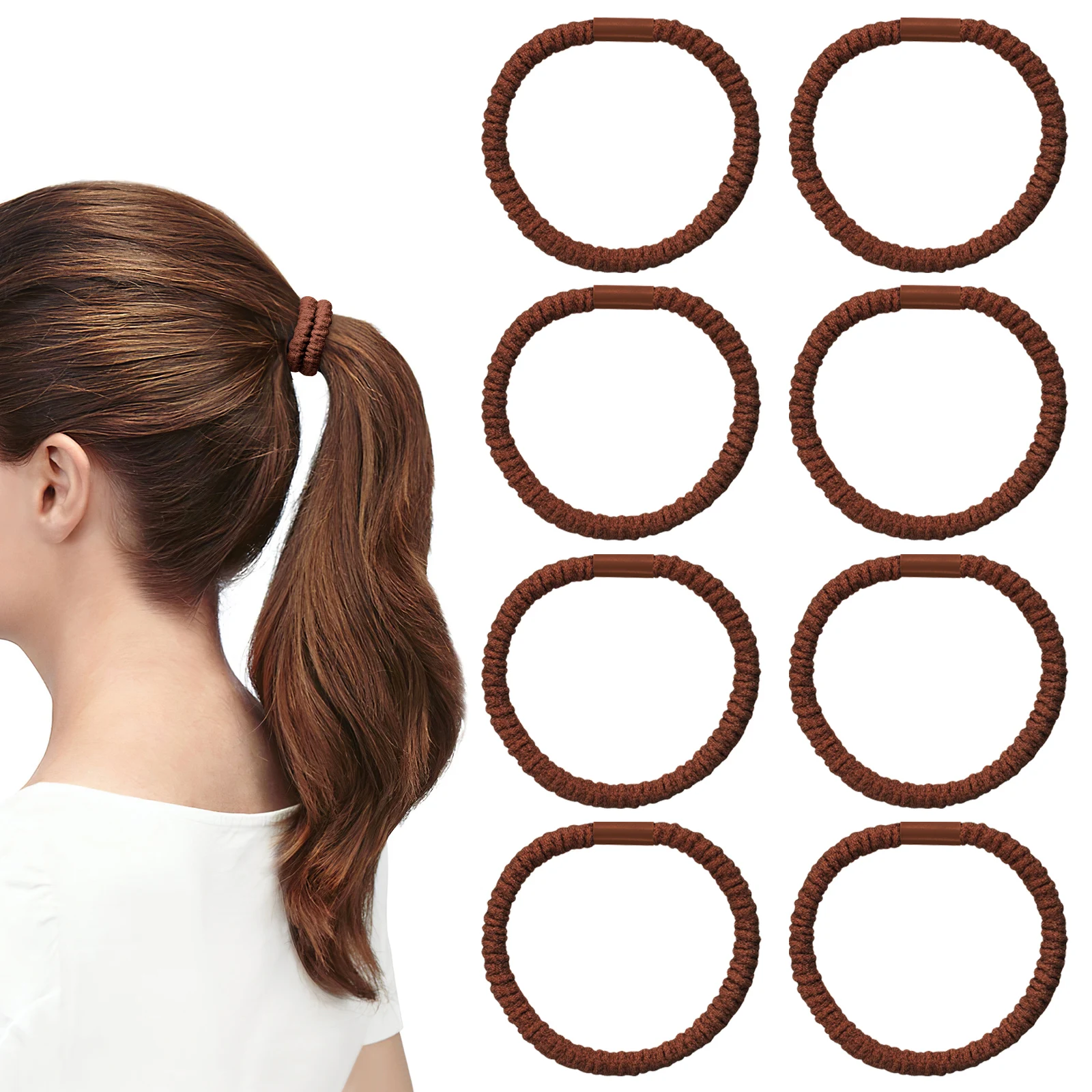 

10 Pcs Elastic Hair Ties Black Spiral for Women Girls Thick Hair No Damage Comfortable Scrunchies Accessories