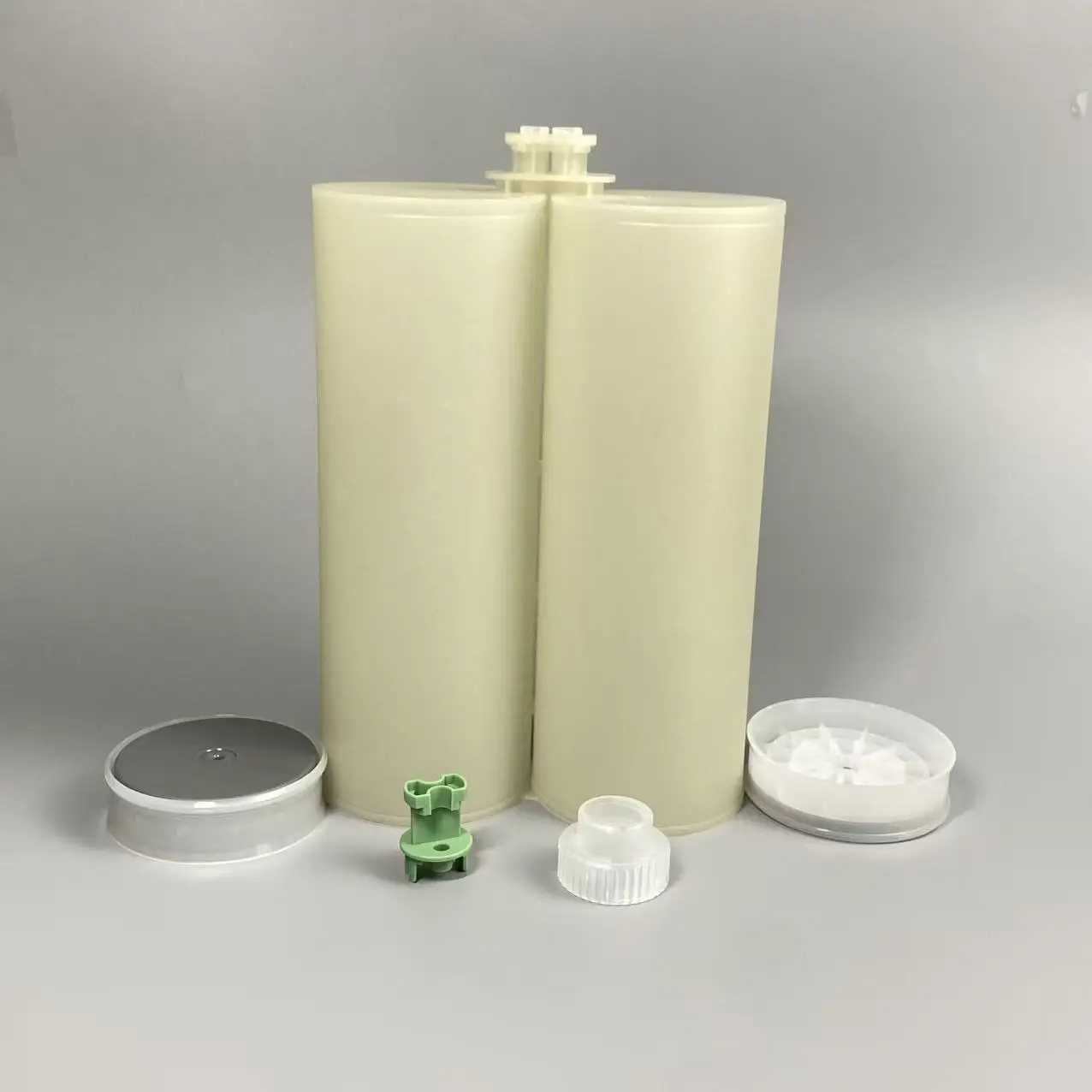 

PP 1500ml 1:1 Lead 2K Side by Side White Dual Pack Syringe Mixing Tube Cartridge Two Component Silicone Sealant Cartridge