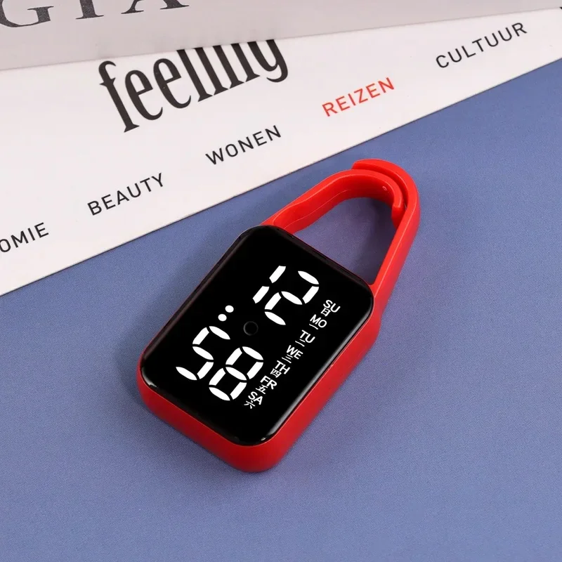 LED Digital Electronic Watch Keychain Luminous Function Children Gifts Multifunctional Hanging Watch Pocket Watches