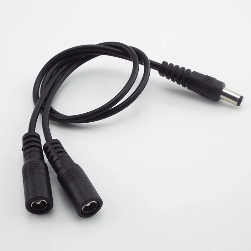 1 Male To 2 Female Way Connector DC Plug Power Splitter Cable For CCTV LED Strip Light Power Supply 5.5mm*2.1mm Adapter