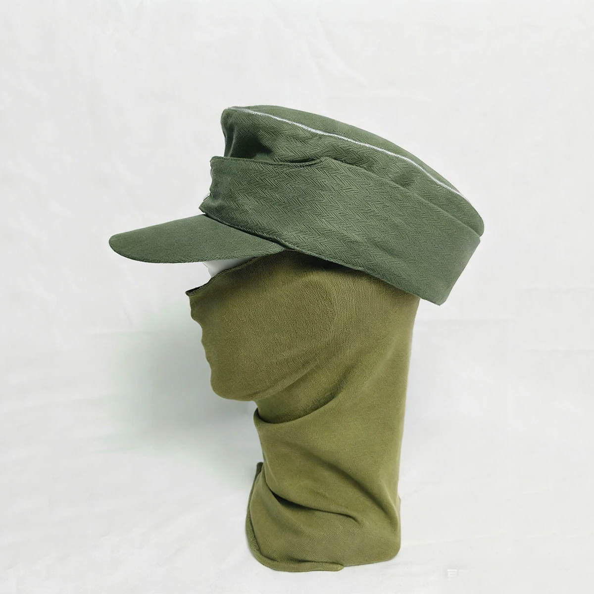 WW2 M43 German Mountain Field Cap Camo Baseball Cap with Elastic Scarf Adjustable Casual Outdoor Hat for Military Enthusiasts