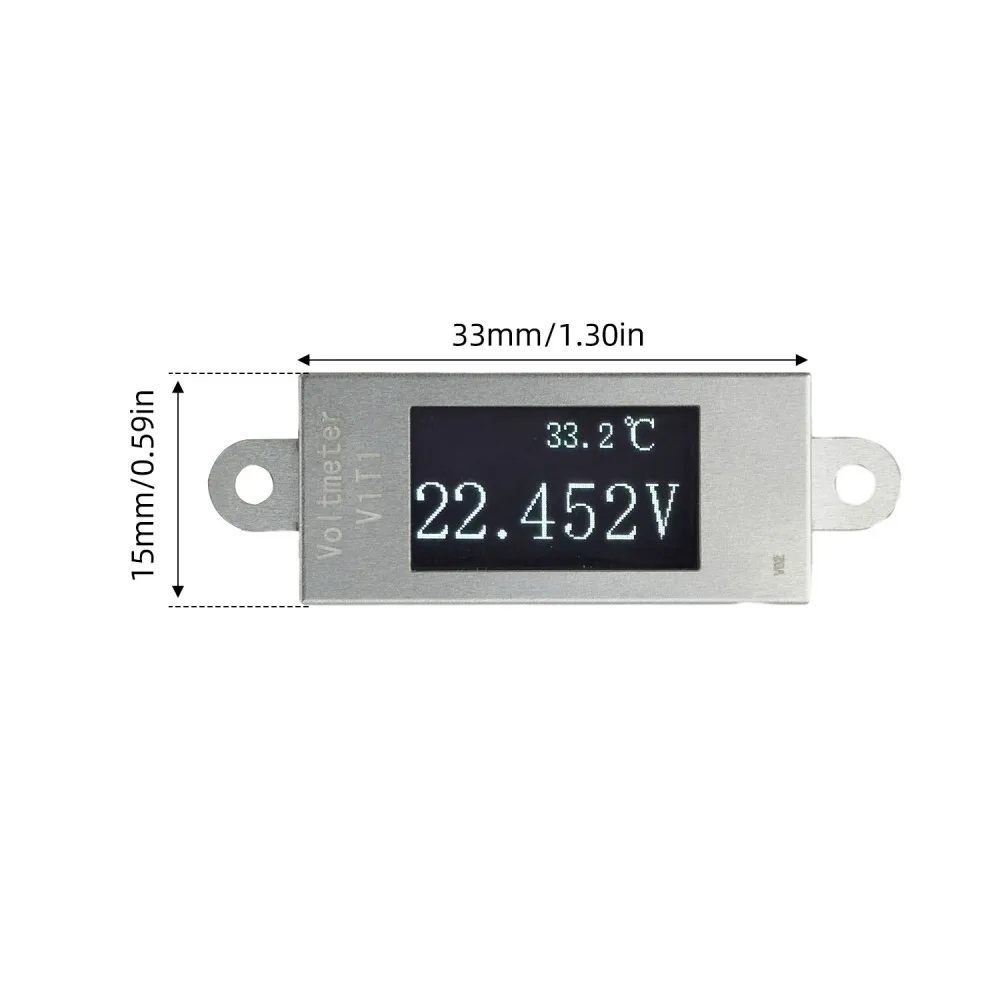 Digital Voltmeter Temperature Meter 0.77 Inch OLED DC5‑30V Working Voltage 0‑30V Voltage 0‑99℃ Temperature Tester with NTC Probe