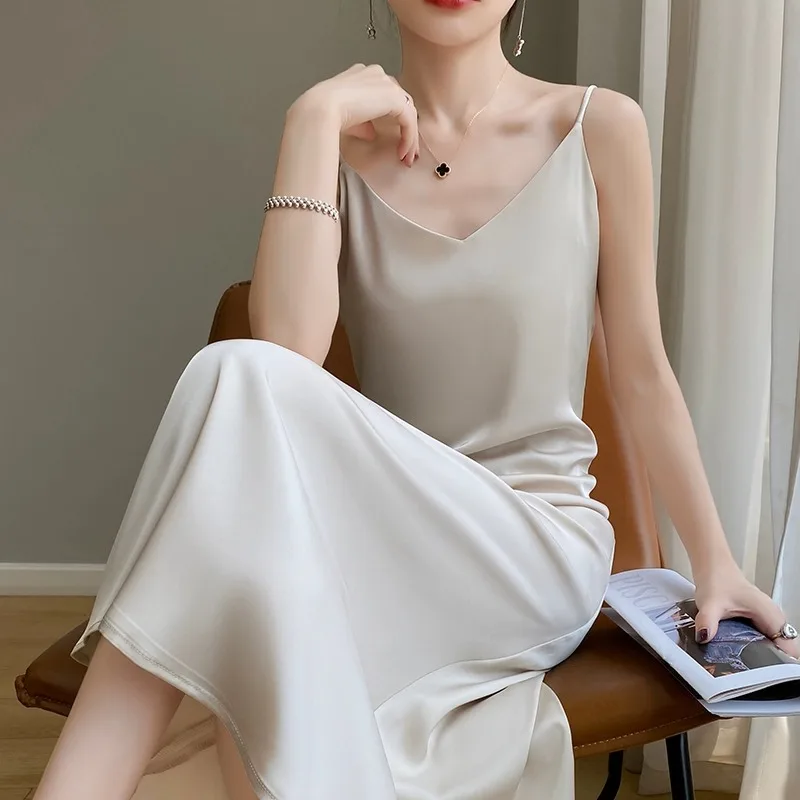 الحرير الساتان طويل الدكتور المرأة الصيف ملابس داخلية فضفاضة تصميم تحسس الجنية ثوب تنوعا الخامس Ne عالية الخصر ألف خط الدكتور #4