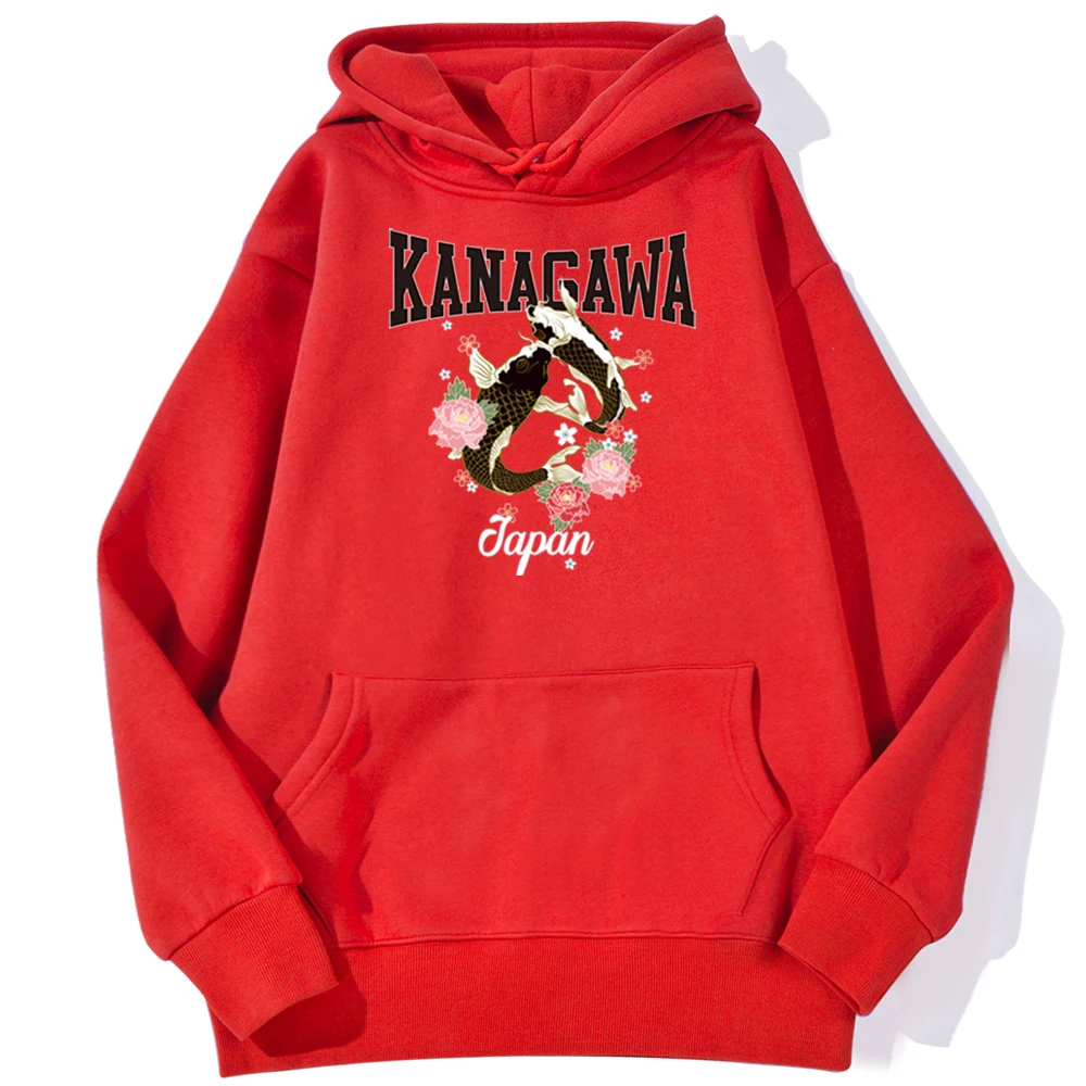 Japan Kanagawa Cyprinus Carpio Haematopterus Hoodie Fashion Autumn Hoodies Hip Hop Casual Sweatshirt Fleece Warm Streetwear