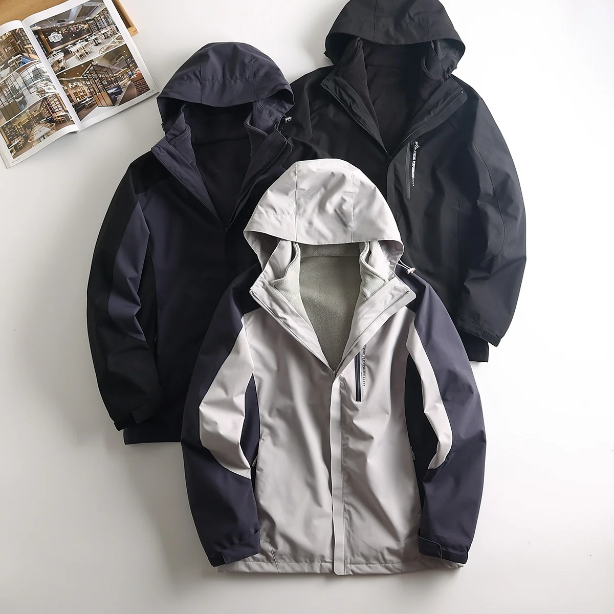 

Men's Tee-in-One Jaet 2024 Winter New Sle Removable Inner Warmth Outdoor Waterproof Cotton Clothes Coat Hooded Long Sve