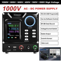KUAIQU 1000V/800V/600V/400V/300V 1A DC Lab Power Supply Adjustable 60V 20A Bench Power Source 200V 5A Precision Stable Output