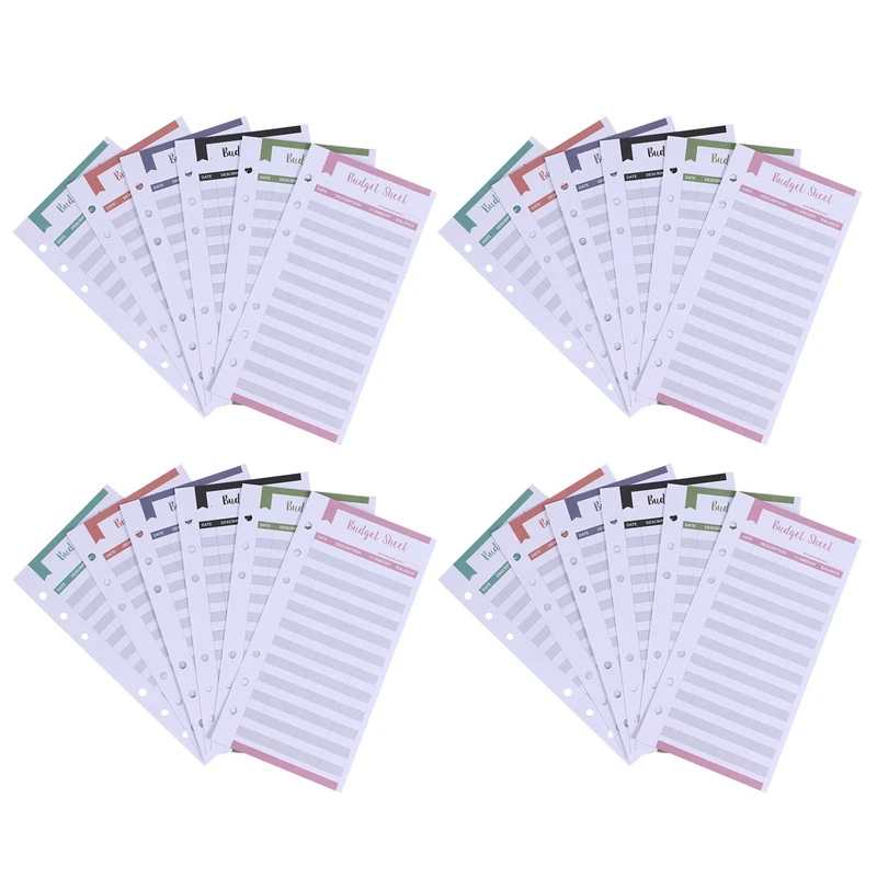 Expense Tracker Budget Sheets With Hole 24Pcs Loose Leaf Cash Money Envelop For A6 Binder Wallet Pockets Planner