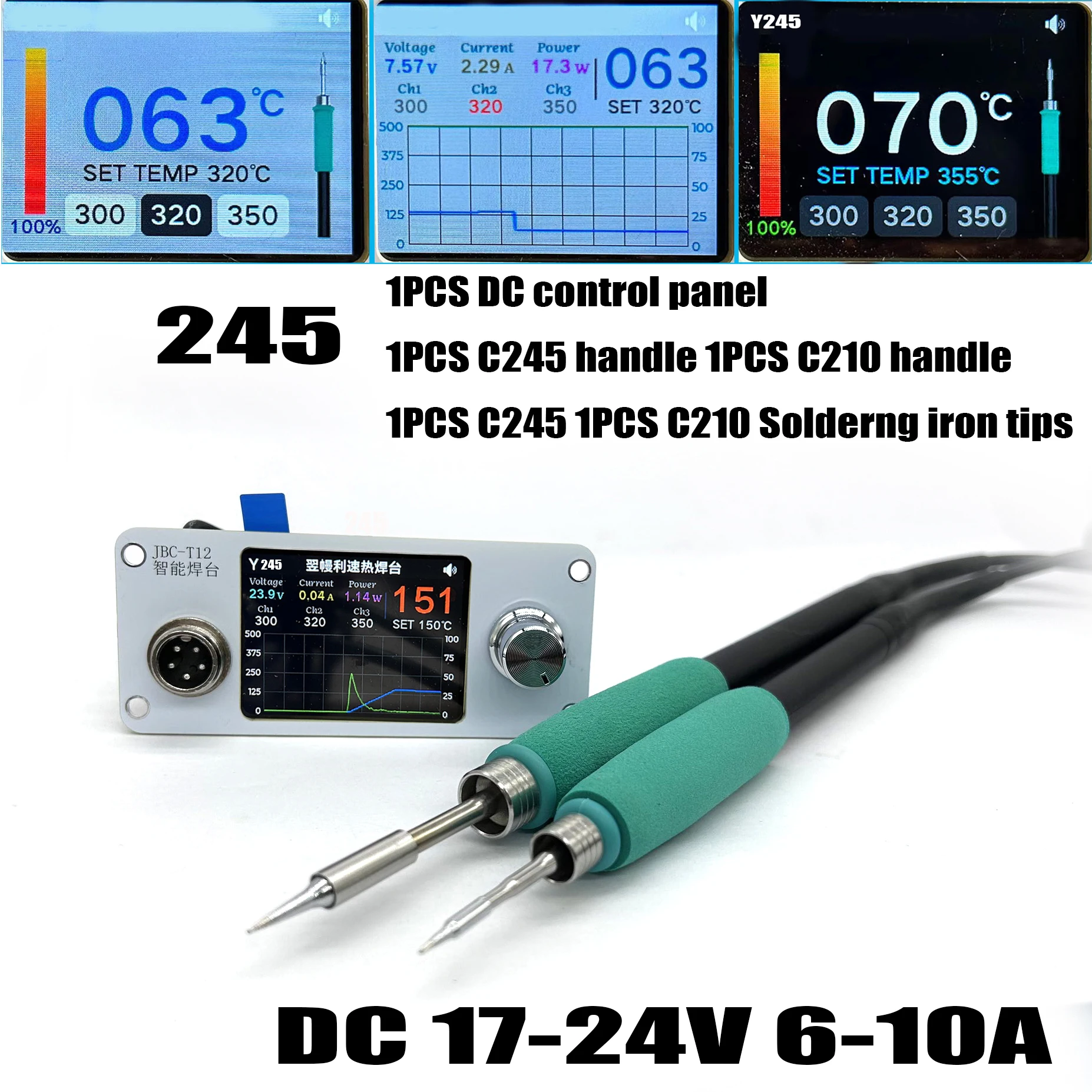 T12 C115 C245 C210 C470 Control Board 2.62in OLED 4 Display Interfaces Electric Soldering Iron Soldering Station Controller