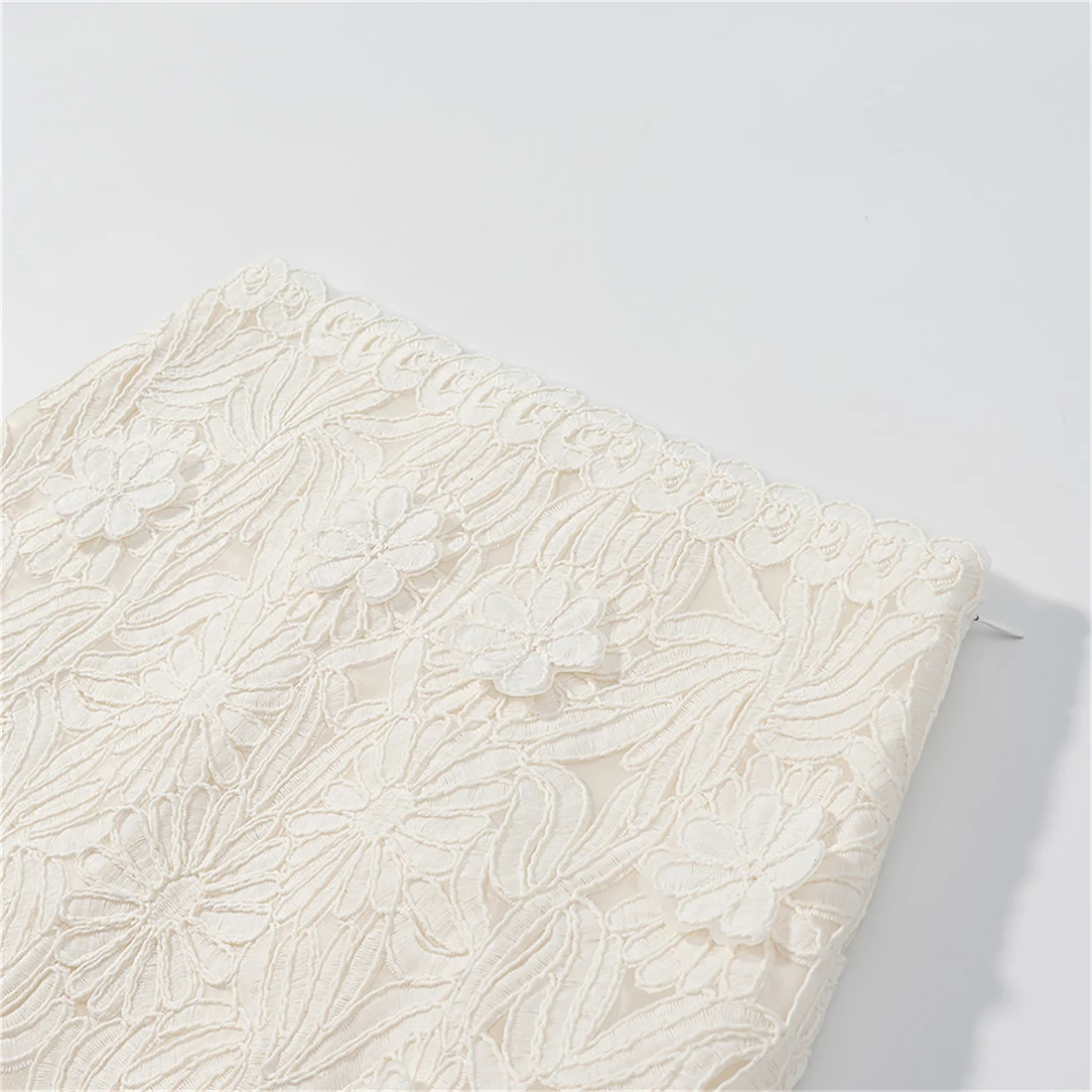 Beige Women's Short Dress Set with Lace Flared Sleeves High Waist Mini Skirt And Side Zipper 2025 New Collection