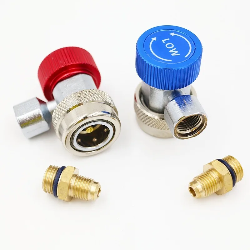 

R134A High Low Quick Coupler Connector Adapters Type AC Manifold Gauge Auto Set for A/C Manifold Gauge Brass Adapter Dropship