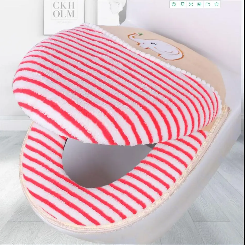 Zipper Type Corduroy Toilet Cover Waterproof Two-piece Set Toilet Seat Universal Toilet Cover Winter Warm Bathroom Accessories