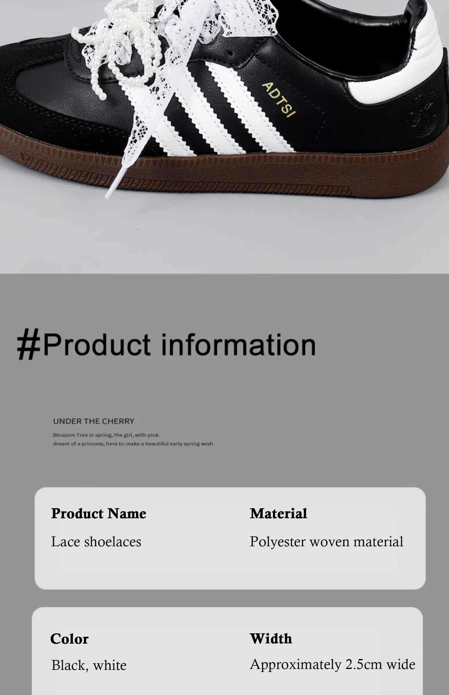 Fancy Lace 2.9CM Width Flat Shoelace for Sneakers Shoelaces for Women Casual Shoes Black White Shoe Laces Accessorices