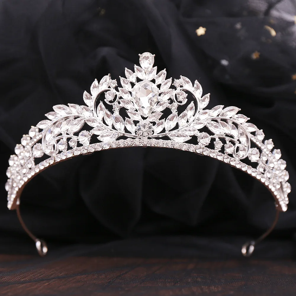 DIEZI Sweet Cute Girls Birthday Gift Opal Crown For Women Queen Crystal Bridal Tiaras Crown Headbands Hair Dress Accessories