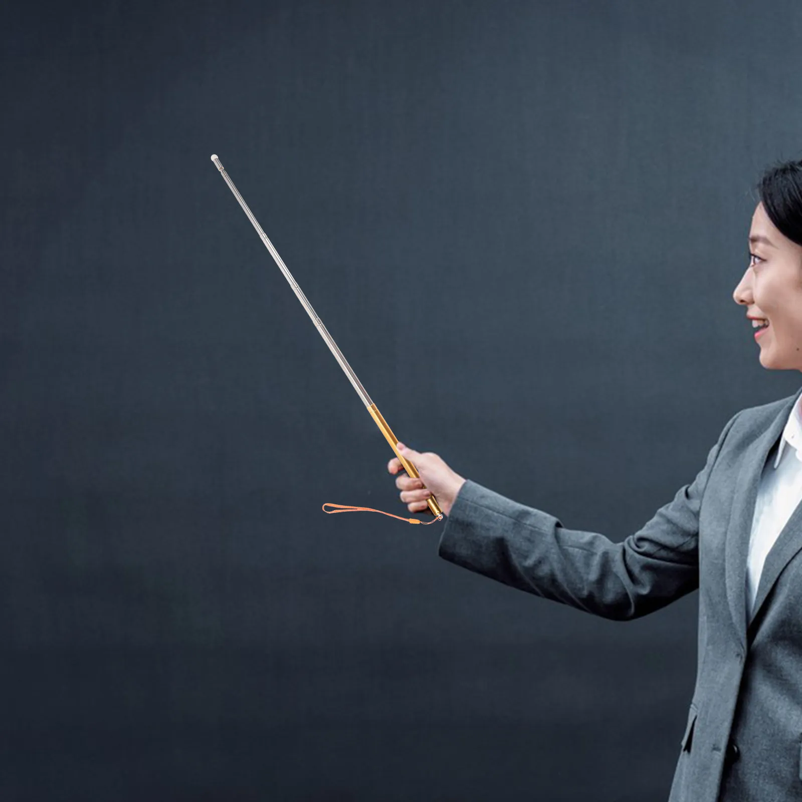 

Telescopic Touch Teaching Pen Stainless Steel Retractable Pointer for Classroom Presentation Lightweight Portable Handheld