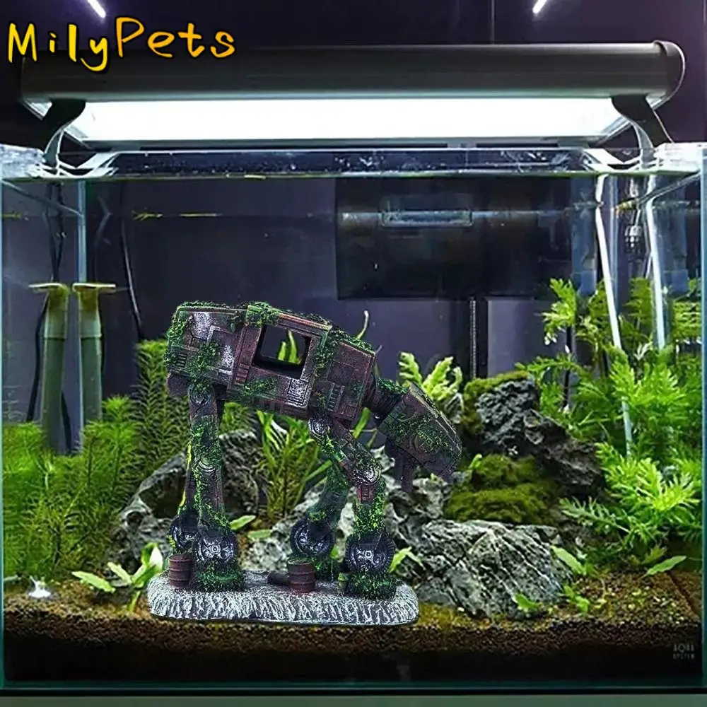 Resin Autobot Robot Dog Shape Decorations High Imitation Micro-landscape Robot Dog Aquarium Tank Eco-friendly