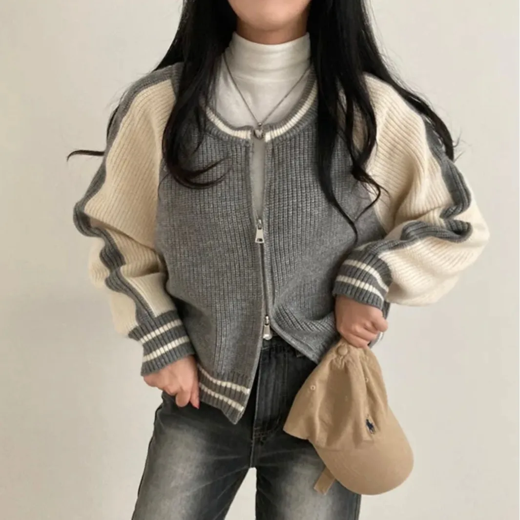 

Женский шикарный вязаный свитер на молнии, свободный круглый, мягкий, мягкий, осенне-зимний, модный, повседневный цветной, длинный топ све