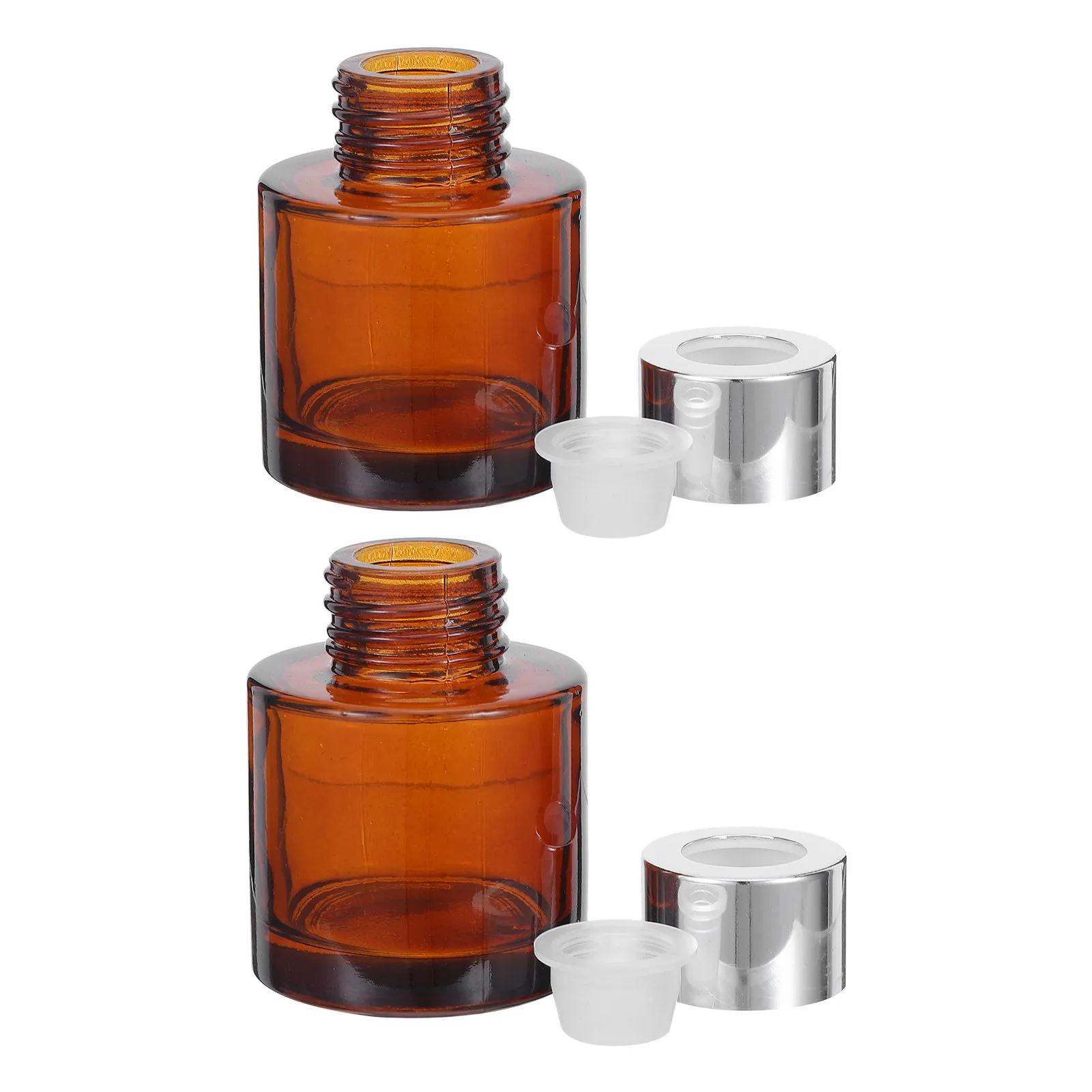 2Pcs 50Ml Cylindrical Glass Aromatherapy Diffuser Bottle Refillable Essential Oil Diffuser Jar Home Room Car Perfume Decor