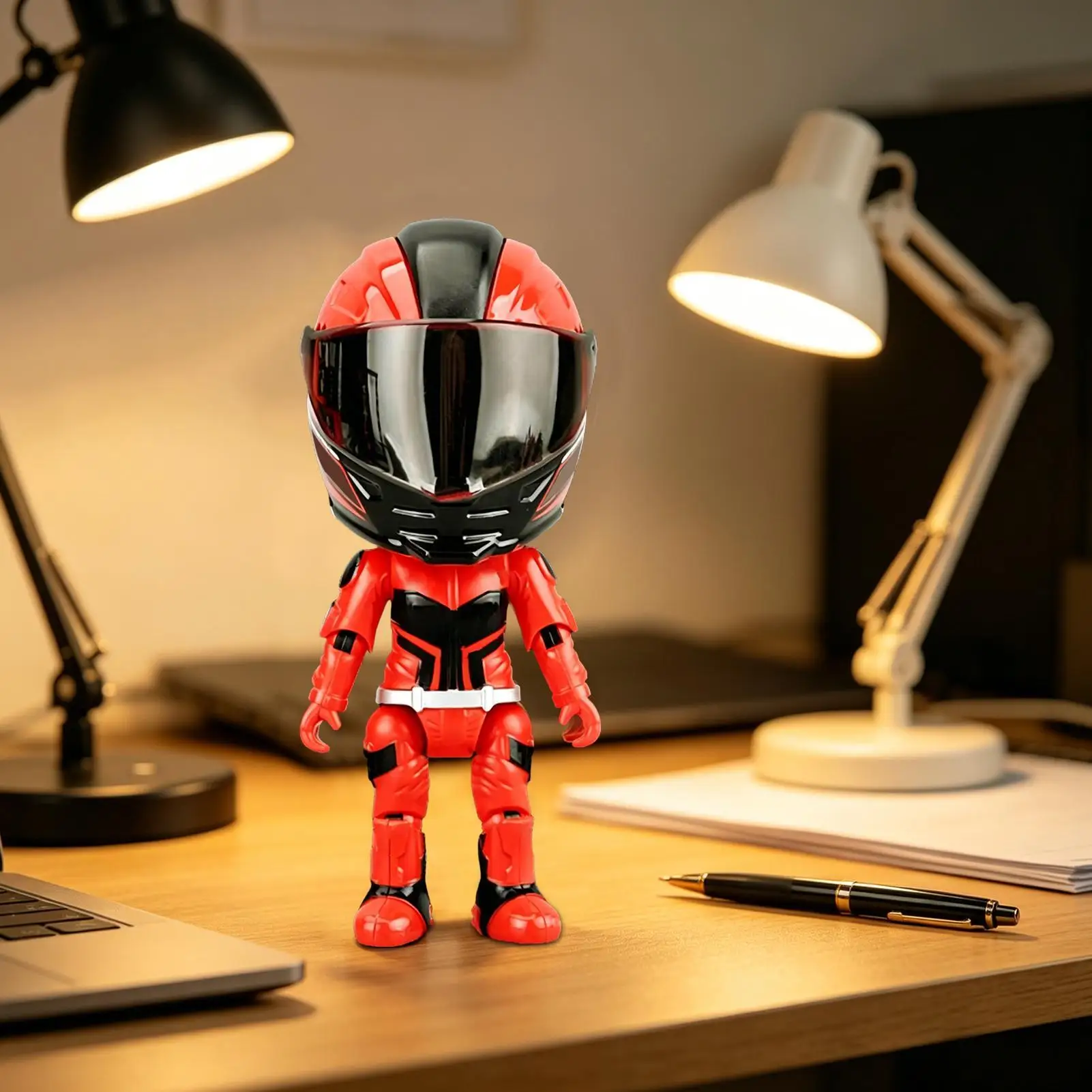 Cool Action Figures Transform Helmet Doll Toy Motorcycle Rider Small Action Figures for Boys Girls Kids Adults Desktop Decor