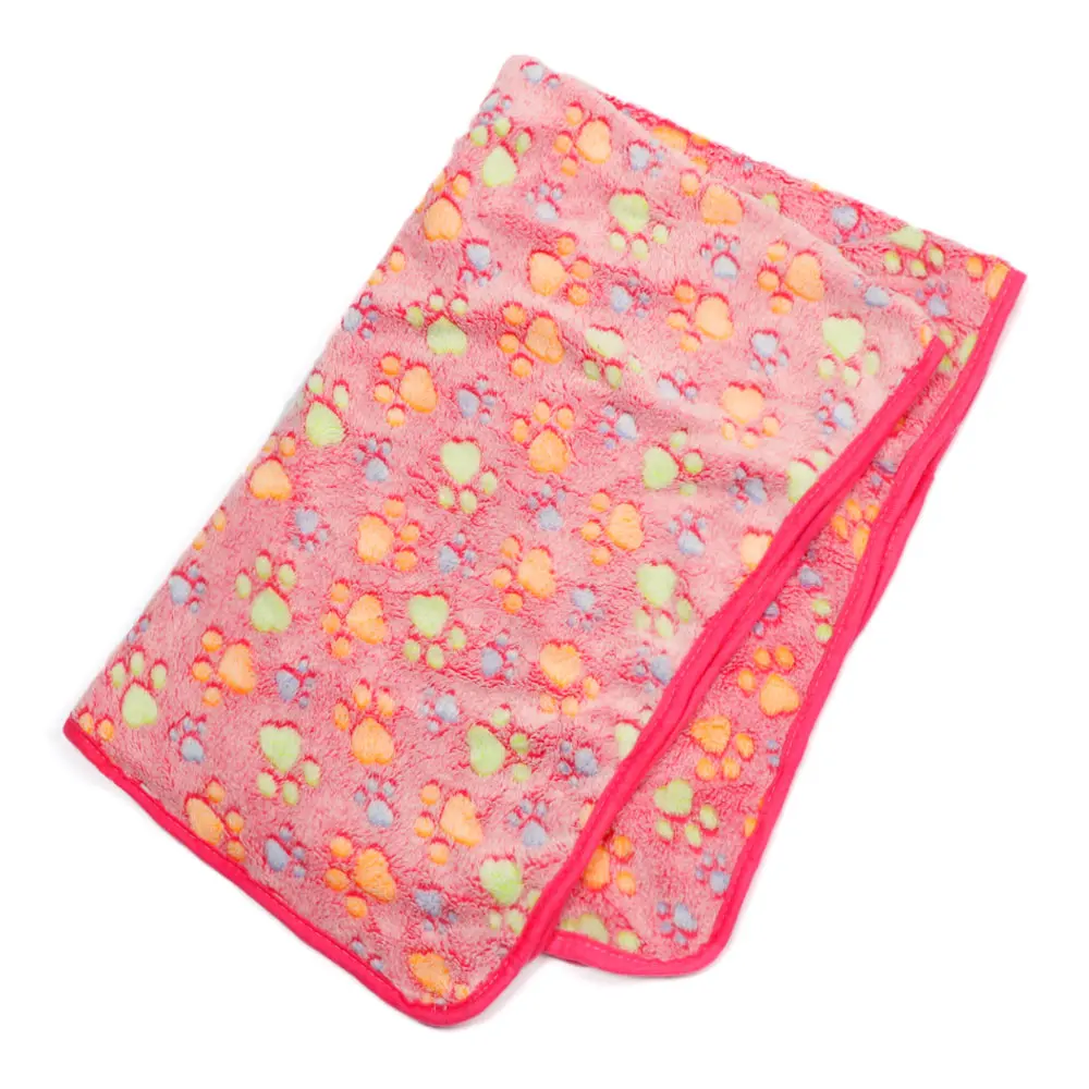 Soft Comfortable Sleeping Dog Paw Pattern Cat Pet Blanket Dog Cushion Mat Kennel Mat