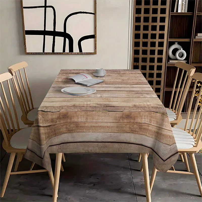 Simple Retro Wood Grain Pattern Tablecloth - Fence Wood Board Stripes Pattern Printed Tablecloth