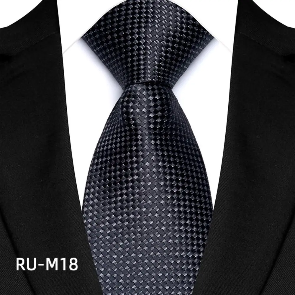 Classic Polyester Men's Ties Jacquard Woven Plaid & Dot Jacquard Woven Necktie 8cm*146cm Business Necktie Professional Wear