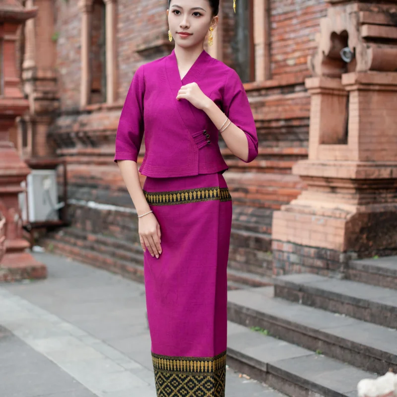 

Китайская этническая одежда Dai, женский костюм с темпераментным принтом, юбка