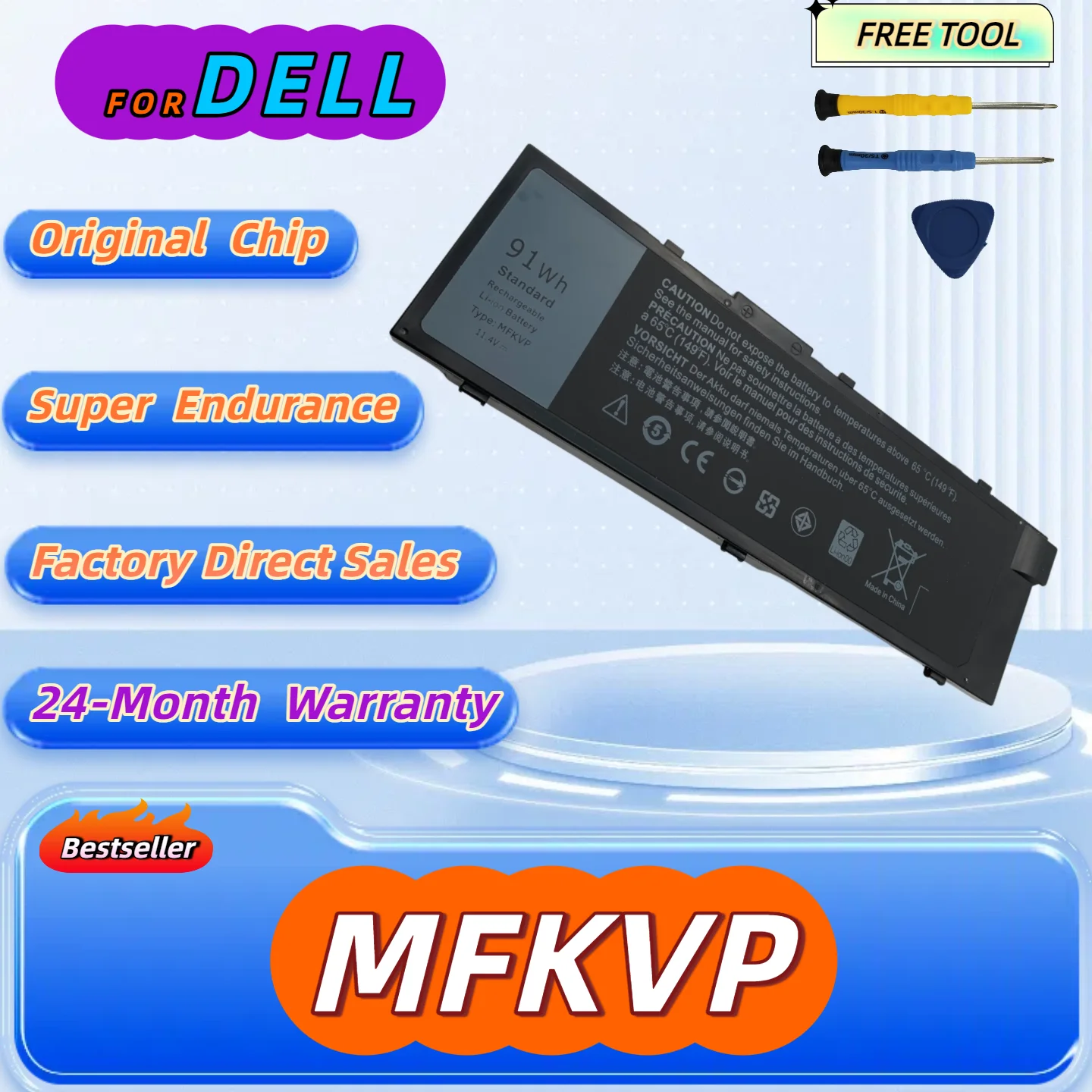 

MFKVP GR5D3 Battery for Dell Precision 15 7510 7520 M7510 17 7710 7720 M7710 Series M28DH 1G9VM T05W1 Free Tool + 24M Warranty