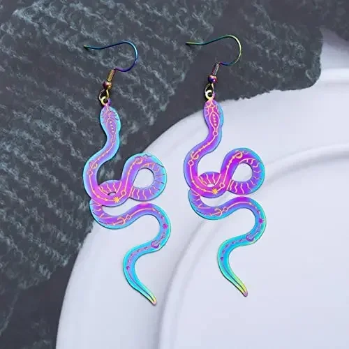 أقراط متدلية طويلة على شكل حيوانات للنساء ، متدرجة ، هندسية ، ملونة ، ثعبان ، شخصية ، هدية مجوهرات ، موضة ، جديدة