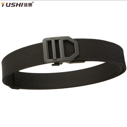 Cinturón TUSHI, cinturón militar para hombres, hebilla automática de Metal de nailon resistente, cinturón de servicio policial, faja táctica para exteriores, accesorios IPSC