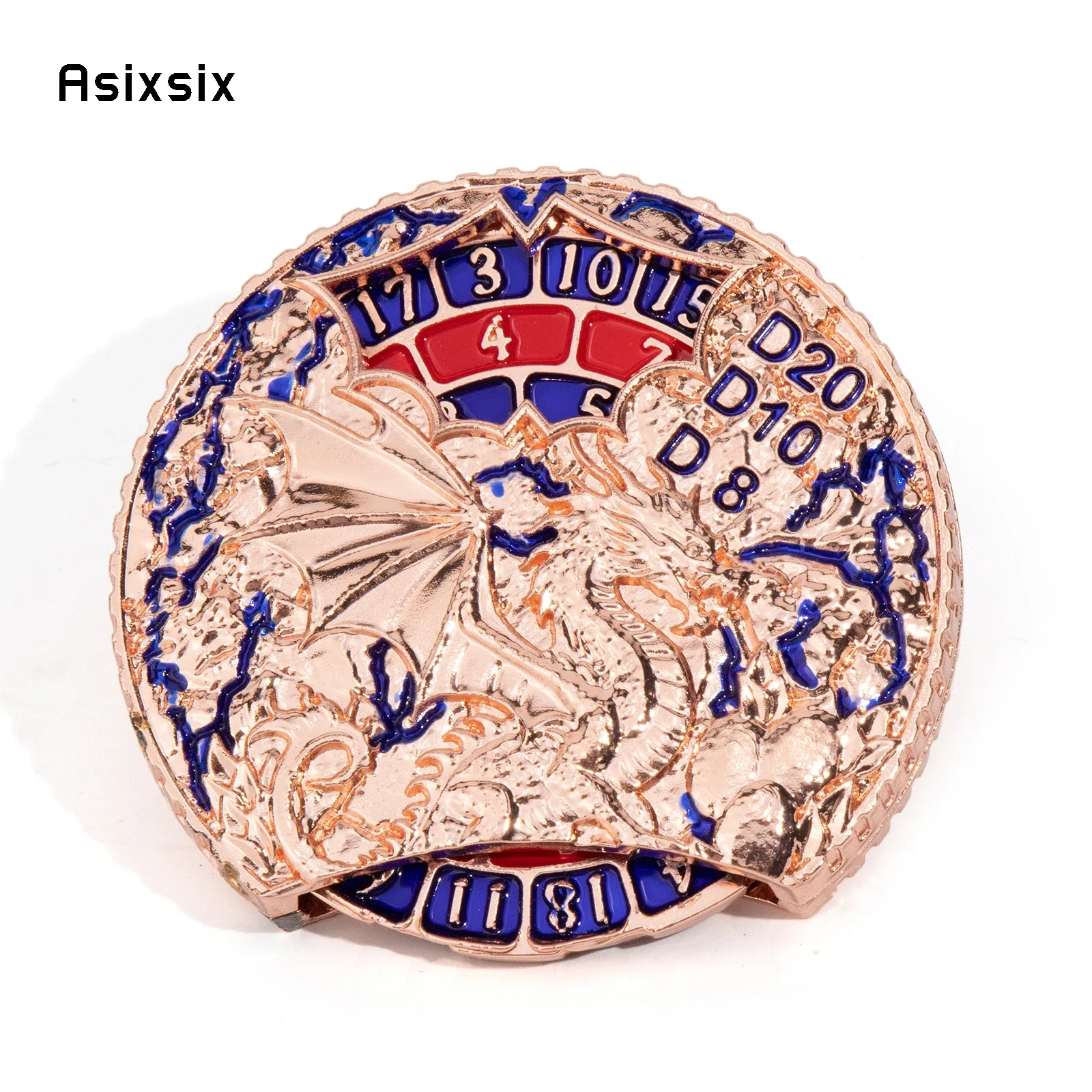 

Copper Blue Dragon A Spinning Wheel Toy With Dice For A Multiplayer Rotation Game, Featuring A Dice Scoring System