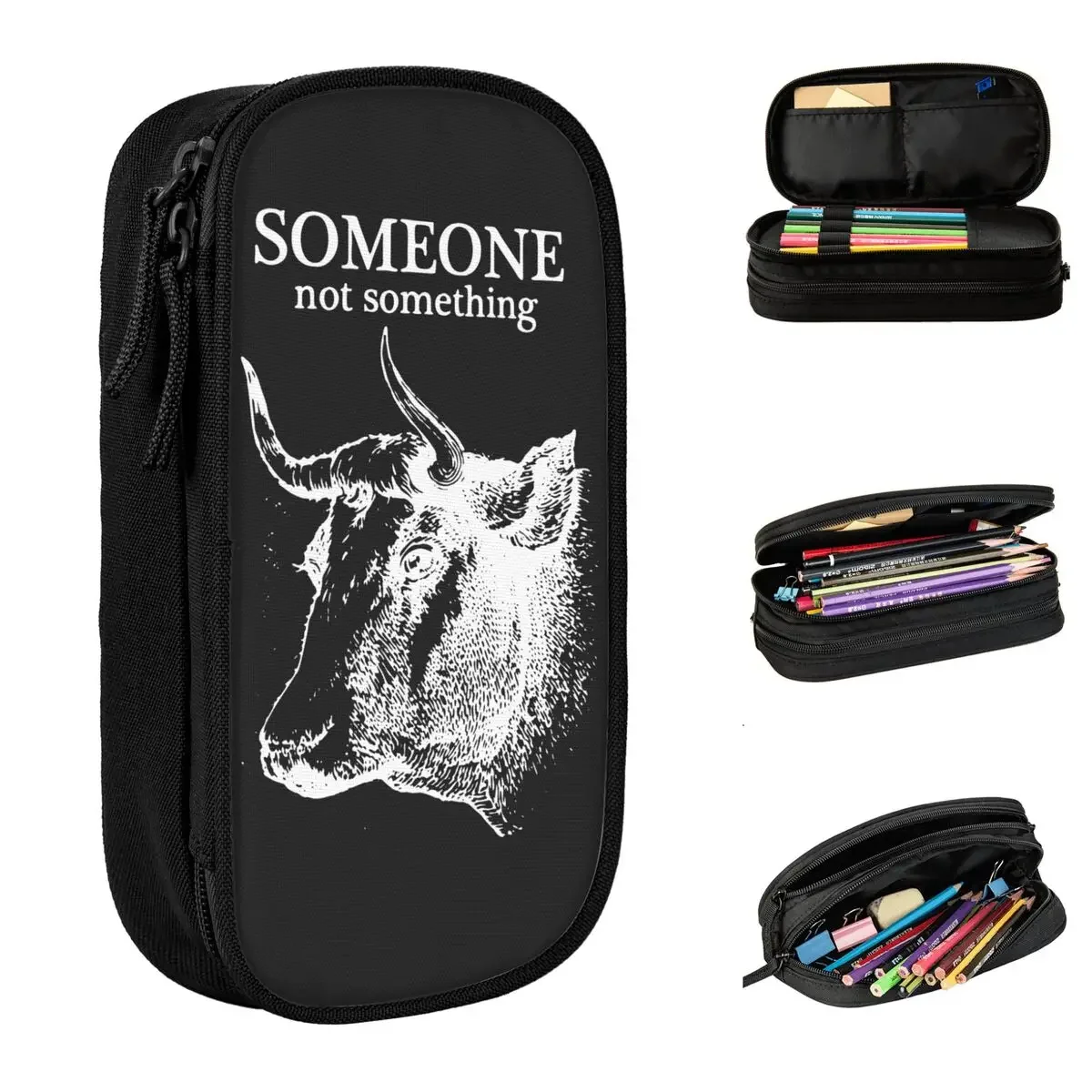 

Vegan Someone Not Something Cow Pencil Case Pencilcases Pen for Girl Boy Big Capacity Bags School Supplies Zipper Stationery