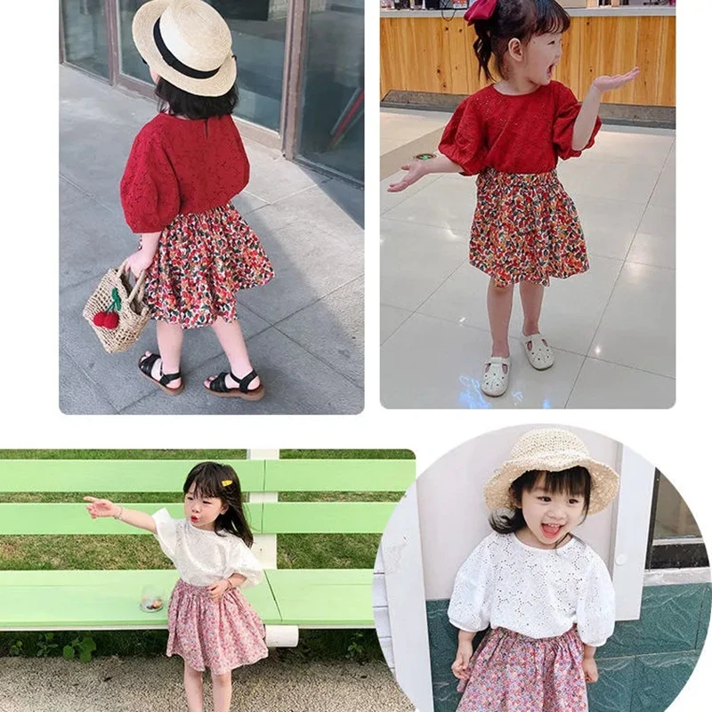 Toddler Baby Girl Summer Clothing Sets Infant Short Sleeve Tops and Floral Skirts Infant 2Pieces Outfits Clothing 1-9Years