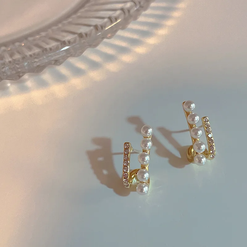 GANPUP Luxuriöse Funkelnde Perlen-Zirkon-Ohrstecker für Damen, Modische Ohrstecker, Schmuckzubehör, Hochzeitsgeschenk, Party-Accessoires – Detail 3