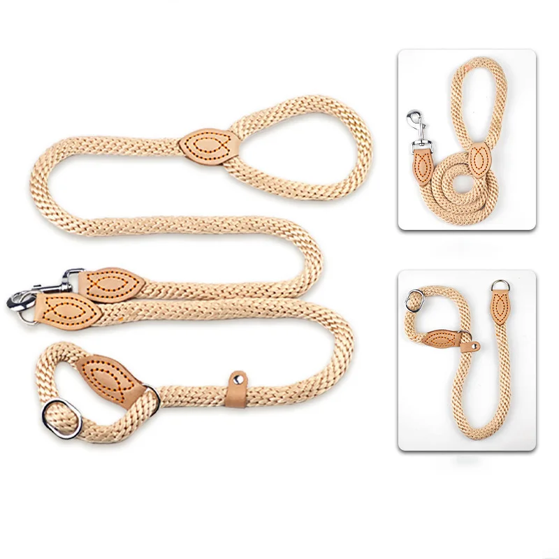 

P Chain Slip Collar Dog Leash pet Walking Lead Outdoor puppy pet Traction Hemp rope For small Medium Large big Dogs long 1.8m